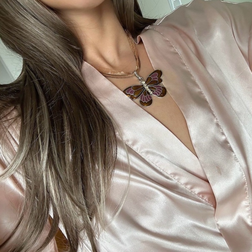 Y2K fairy grunge butterfly multi layered pendant chocker necklace